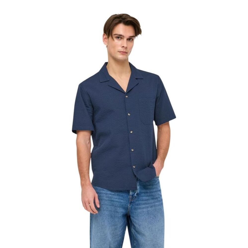 Only & Sons Blue Cotton Shortsleeve Men's Shirt